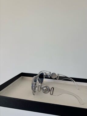 Versace Clear Frame Sunglasses with Silver Medallions